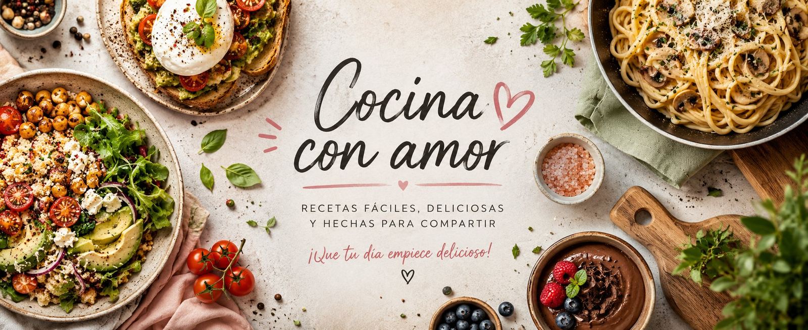 Ingredientes y platos de cocina casera sobre la encimera